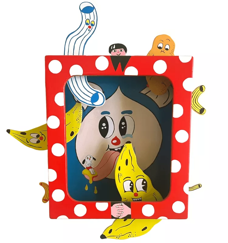 Miroir à pois et bananes bavardes